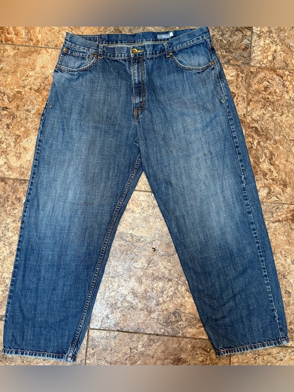 SilverTab Baggy 40 Jeans Medium Wash Loose Fit Y2K 100% Cotton